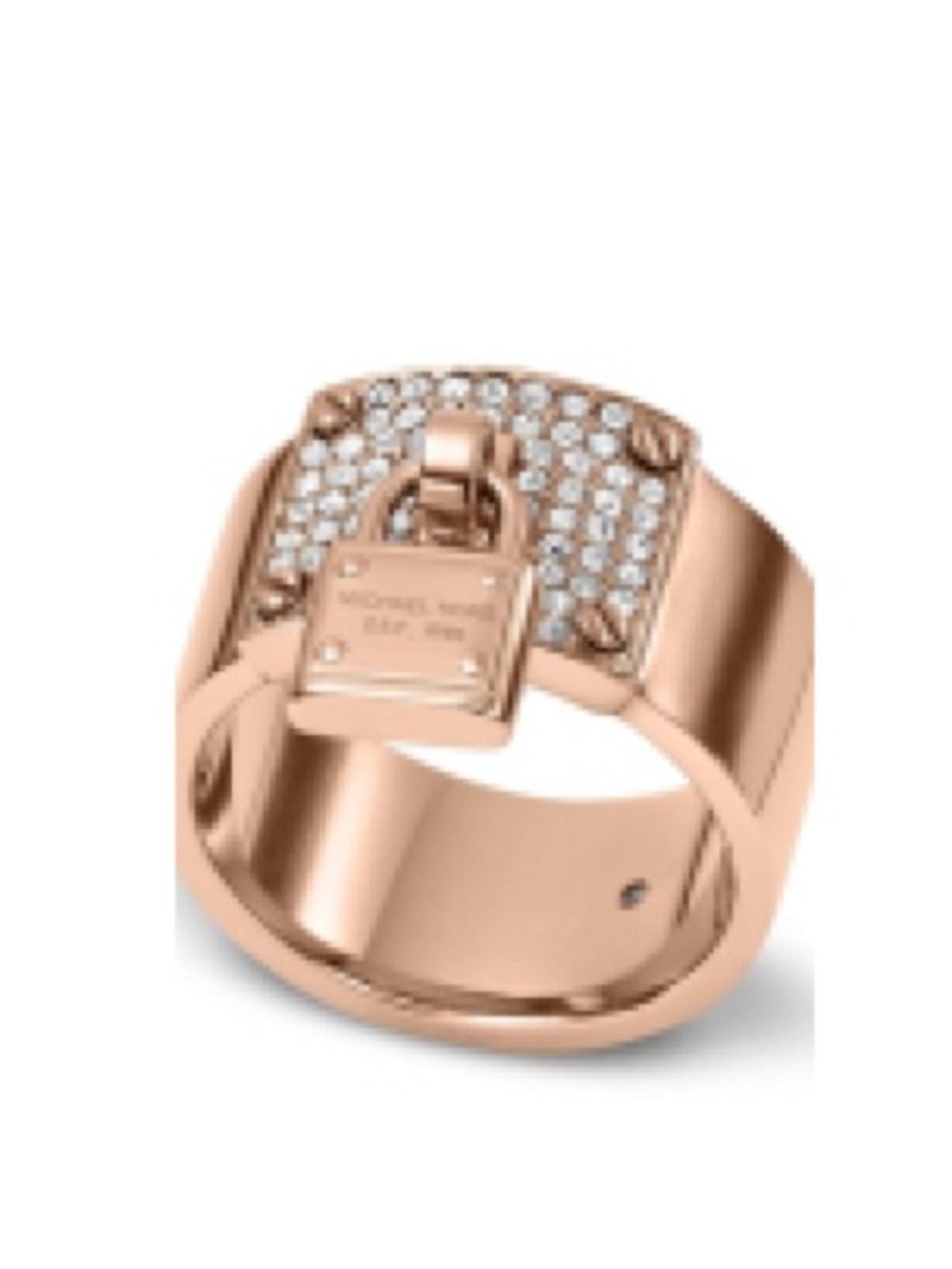 Michael Kors Rose Gold Padlock Charm Pavé Ring